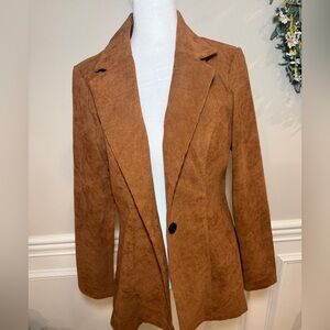 Emery Rose Brown Corduroy Blazer Jacket Size S Single Button Longline Classic
